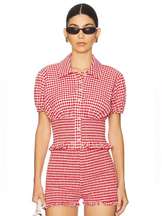 L'Academie Pants - L’academie Gwen Short in Red and White